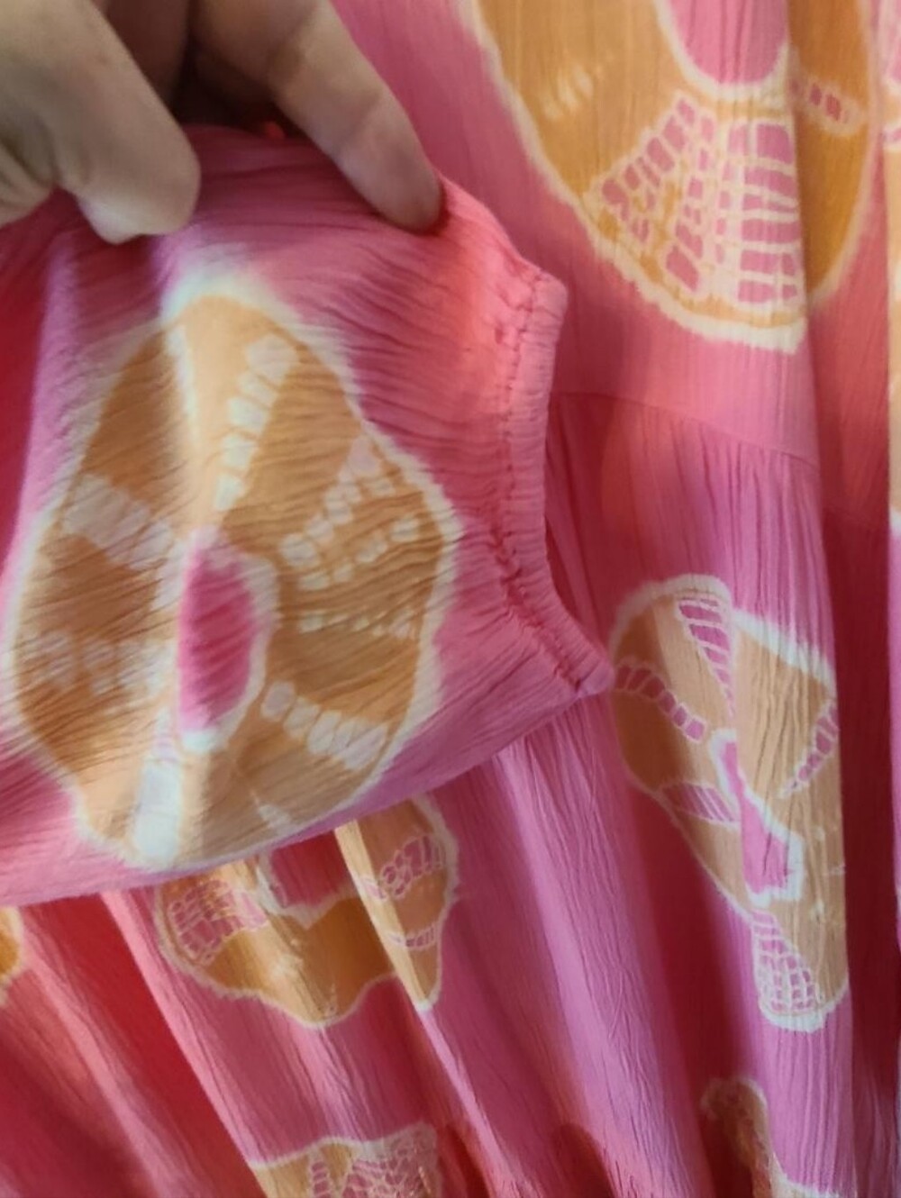 Charlie Paige Pink Tie Dye Tiered Boho Peasant Dress Long Sleeve Size L - Picture 6 of 8